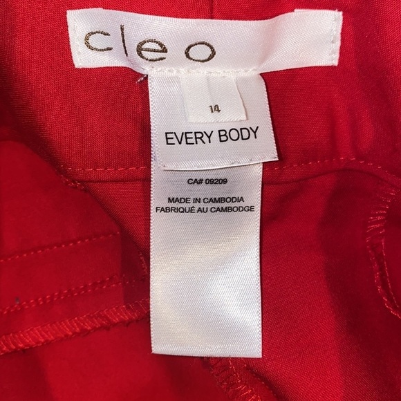 Cleo Everybody  poppy Red ankle pants Sz 14 - Picture 2 of 14